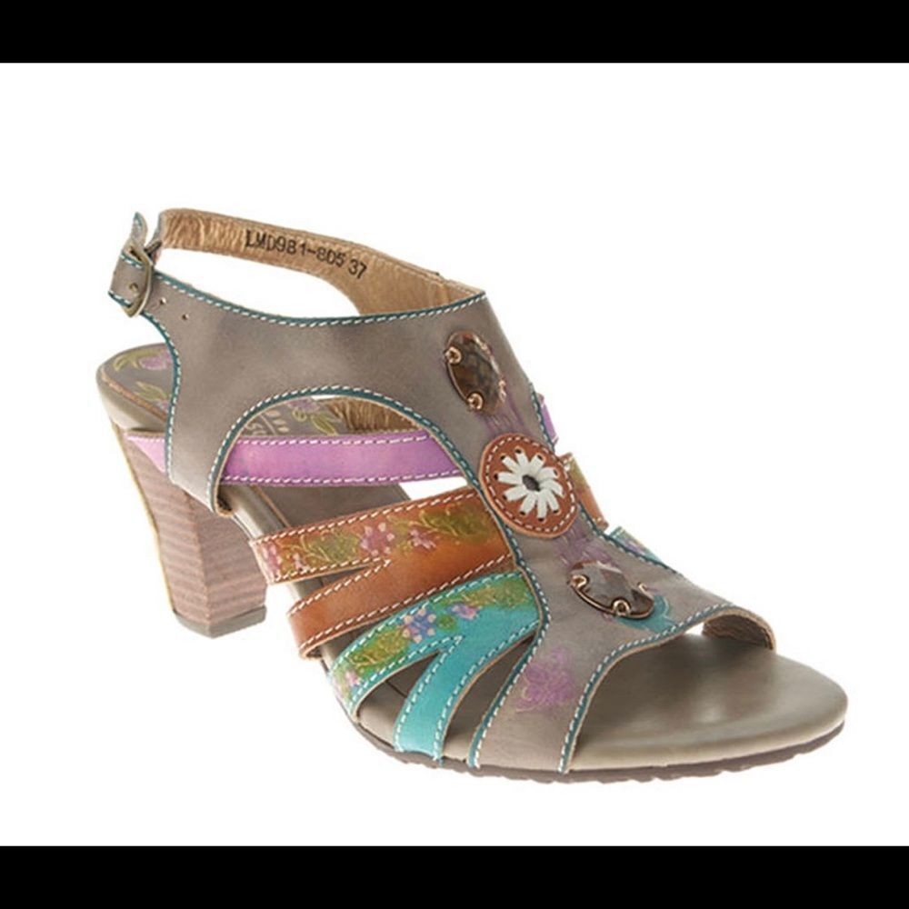 L'Artiste Spring Step Lilac Leather Sandals 10